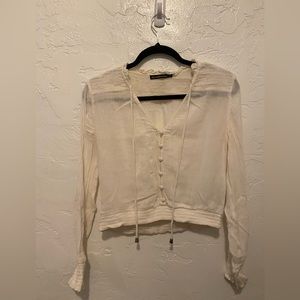 A&F cream crop blouse